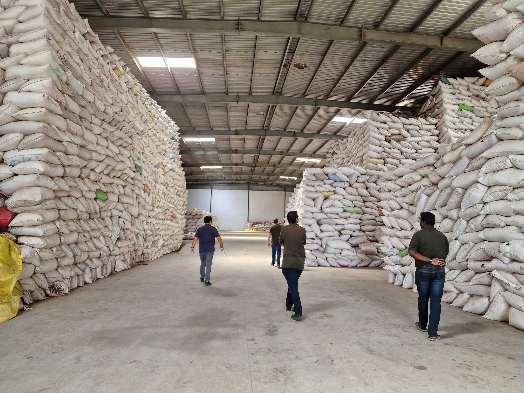 Raw material stock at the Biogrow factory